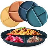 Assiette Plate Incassable,4 PCS Assiette Compartiment