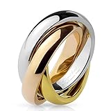 Bague en Acier Inoxydable 3 Tons (Argenté, Doré, Rosé)