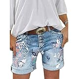ORANDESIGNE Short en Jean Taille Haute Femme Pantalon