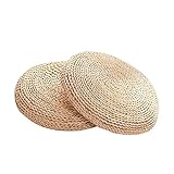 HOMDO 2Pcs Tatami Japonais Naturel Pouf Rond Rotin,