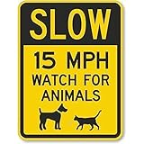 Inga Panneau d'avertissement en étain Slow 15 Mph Watch