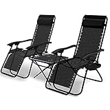 VOUNOT Lot de 2 Chaise Longue inclinable avec Table