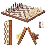 Syrace Jeu d'échecs et de dames magnétique en bois