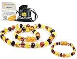 unisex Collier Ambre 33cm.+Bracelet 14cm.- 100% Plus