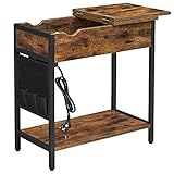 VASAGLE Table d'Appoint avec Prise d’Alimentation,