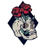 Patch brodé en forme de Crâne heureux, à coudre ou