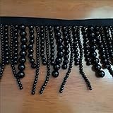 Yulakes Longue frange de perles blanches et noires