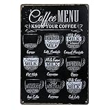 Srovfidy « Coffee Menu » Plaque Vintage de Café / Pub