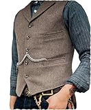 AeoTeokey Gilet de costume classique en laine tweed