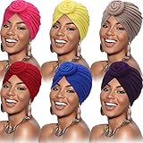 6 Pièces Turban Africain de Femmes Bonnet Nœud de Fleur