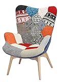 Meubletmoi Fauteuil Tissu Patchwork Multicolore et