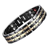 JFUME Bracelets Magnétiques pour Homme Plaqué Or 18k