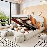 Lit double capitonné 140 x 200 cm, en velours, oreilles