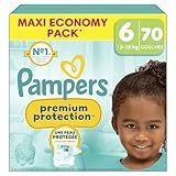 Pampers Premium Protection Taille 6, 70 Couches, 13kg-18kg,