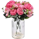 XONOR 4 Bouquets de Fleurs artificielles en Soie Pivoine