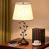 Kakanuo Lampe de Chevet Vintage avec 2 Ports USB, Lampe