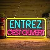 Flixyticy Enseigne Lumineuse Néon "ENTREZ C'EST OUVERT",