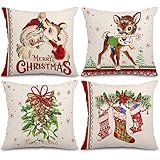 Whaline Lot de 4 Housses de Coussin de Noël Vintage