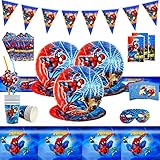 48 Pièce Vaisselle de Fête avec Spiderman, Ensemble