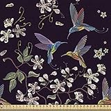 ABAKUHAUS Fleur De Cerisier Tissu au mètre, Colibris,