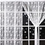 2 Pièces Panneau de Rideau de Corde Blanche avec Motif