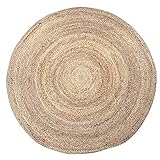 Fornord Tapis Rond Tressé en Jute - Diamètre 110cm
