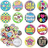 Yaomiao 36 Pcs Boutons de Fête des Années 80 Épingles