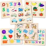 lenbest 6 pcs Puzzles en Bois pour Enfants, Montessori